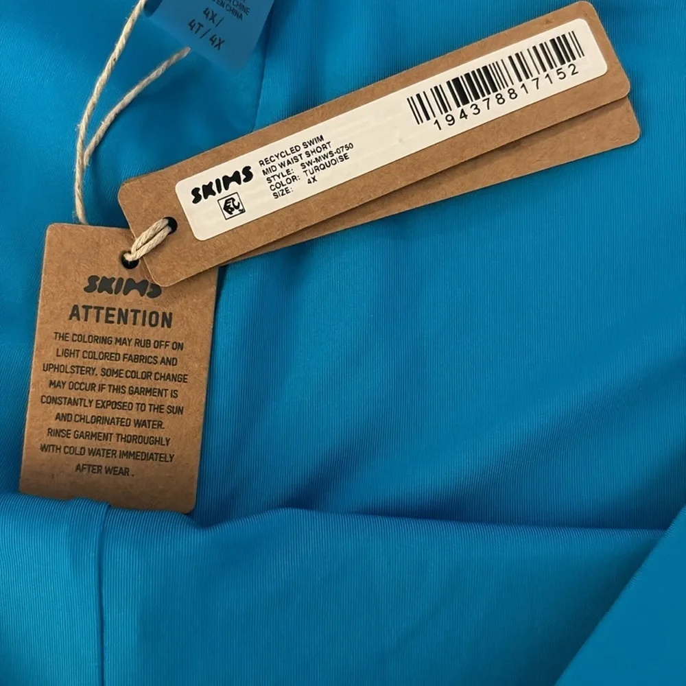 SKIMS Recycled Swim Mid Waist Short Limited Edition - Turquoise 4X NWT